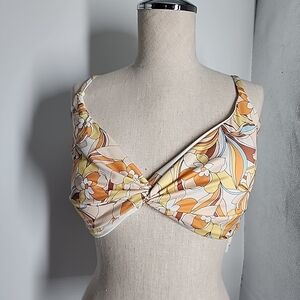 NEW L*Space Womens SIZE D Tropical Floral Peach Ringo Swim Bikini Top Only